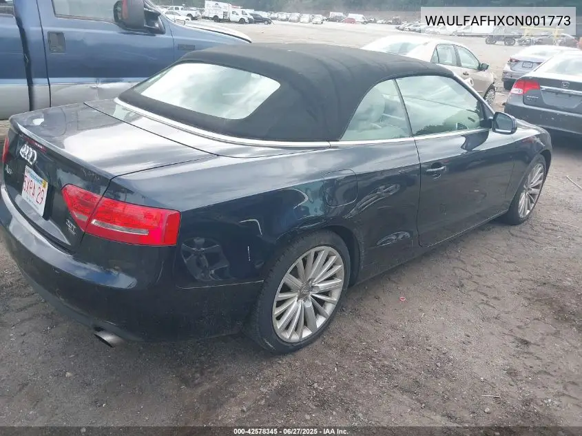2012 Audi A5 2.0T Premium VIN: WAULFAFHXCN001773 Lot: 42578345