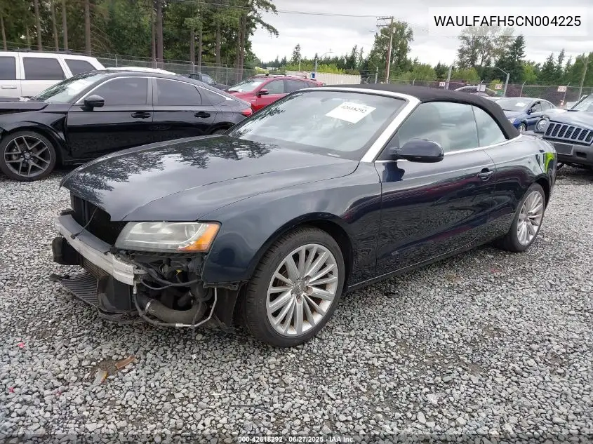 2012 Audi A5 2.0T Premium VIN: WAULFAFH5CN004225 Lot: 42618292