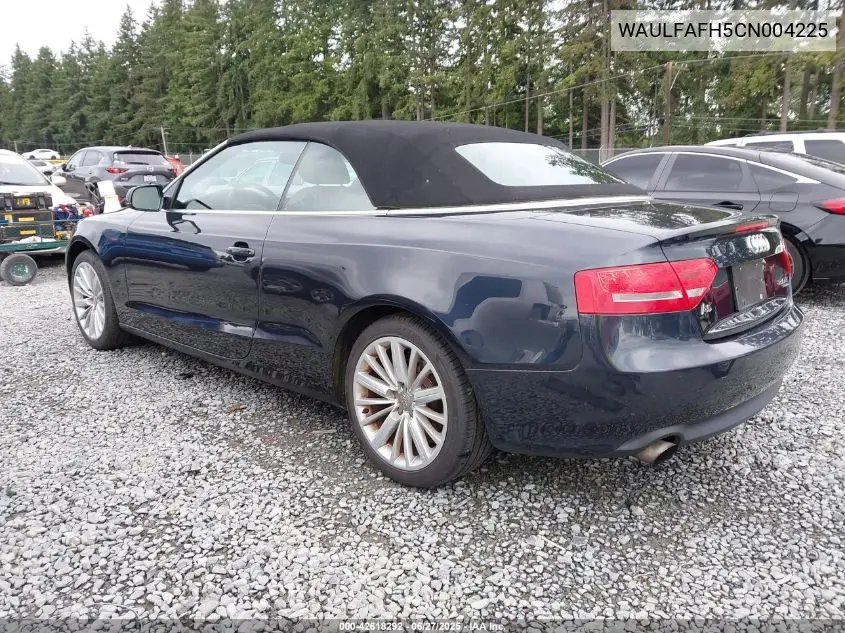 2012 Audi A5 2.0T Premium VIN: WAULFAFH5CN004225 Lot: 42618292