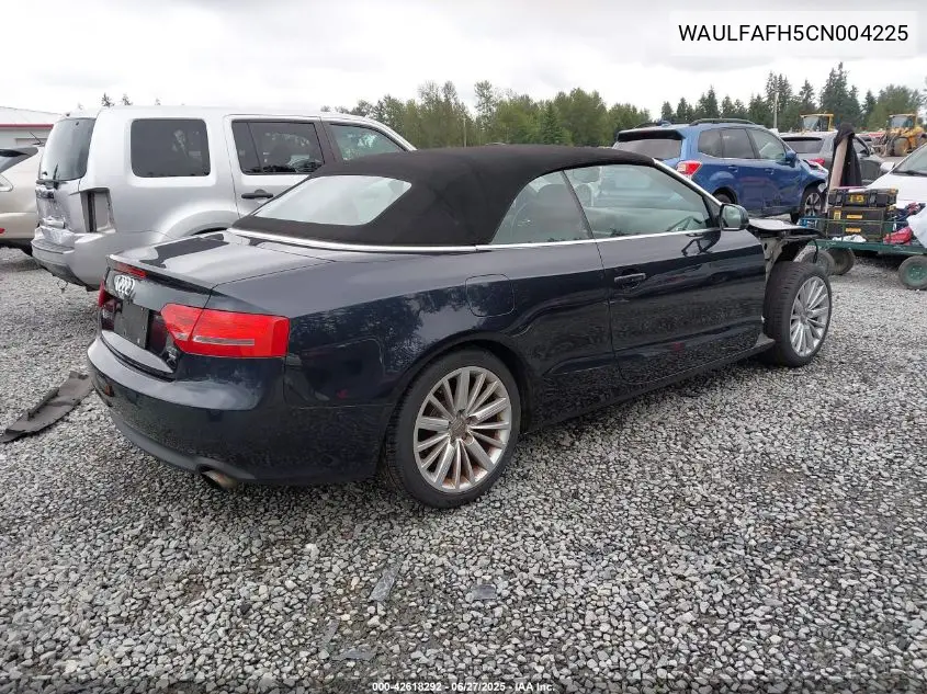 2012 Audi A5 2.0T Premium VIN: WAULFAFH5CN004225 Lot: 42618292