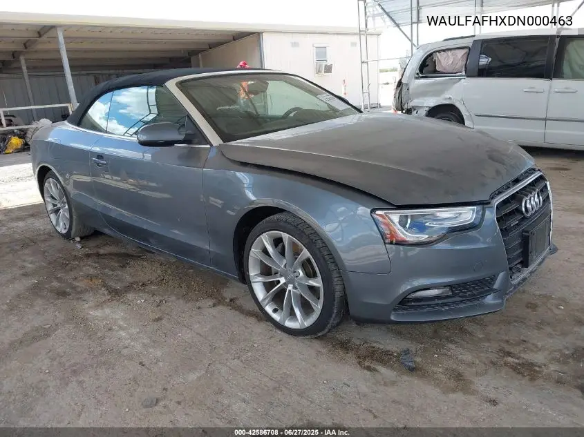 2013 Audi A5 2.0T Premium VIN: WAULFAFHXDN000463 Lot: 42586708
