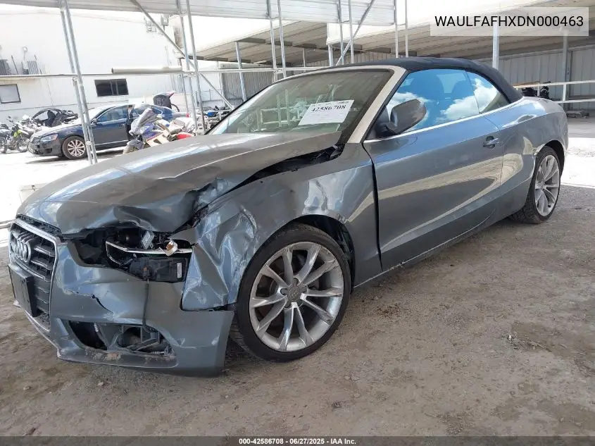 2013 Audi A5 2.0T Premium VIN: WAULFAFHXDN000463 Lot: 42586708