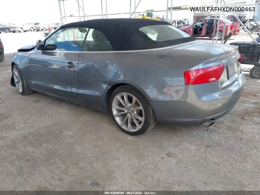 2013 Audi A5 2.0T Premium VIN: WAULFAFHXDN000463 Lot: 42586708