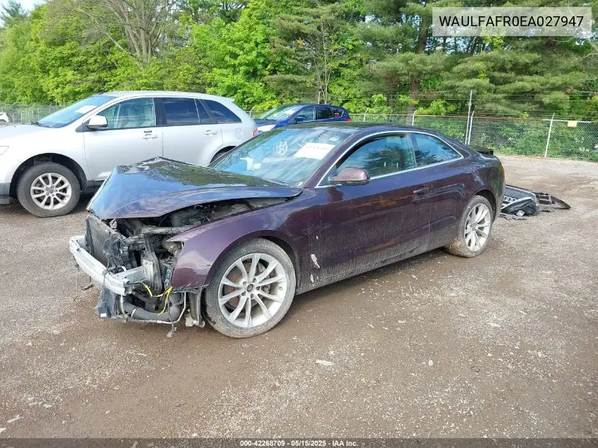2014 Audi A5 2.0T Premium VIN: WAULFAFR0EA027947 Lot: 42268709