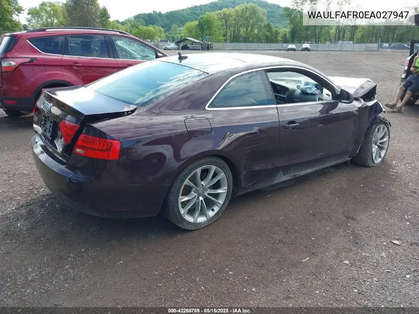 2014 Audi A5 2.0T Premium VIN: WAULFAFR0EA027947 Lot: 42268709