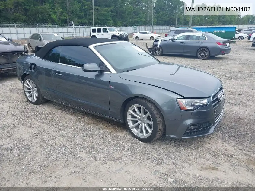2017 Audi A5 2.0T Sport VIN: WAUD2AFH2HN004402 Lot: 42601852