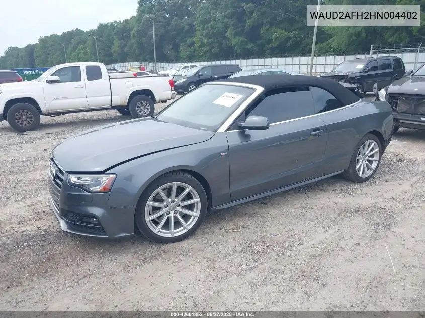 2017 Audi A5 2.0T Sport VIN: WAUD2AFH2HN004402 Lot: 42601852