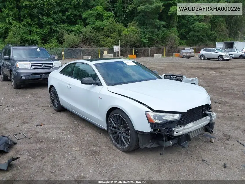 2017 Audi A5 2.0T Sport VIN: WAUD2AFRXHA000226 Lot: 42661172