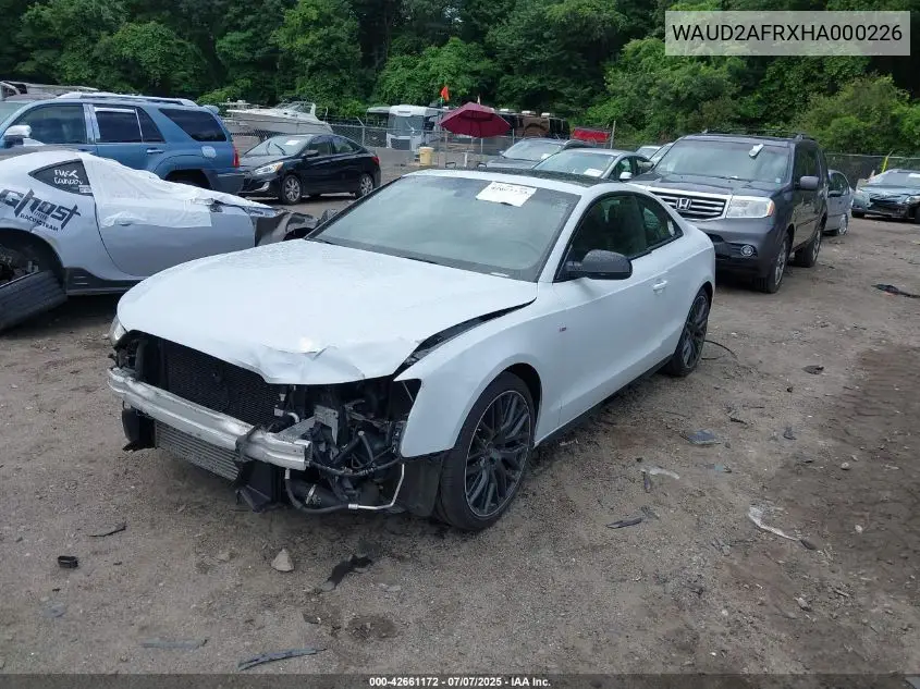 2017 Audi A5 2.0T Sport VIN: WAUD2AFRXHA000226 Lot: 42661172