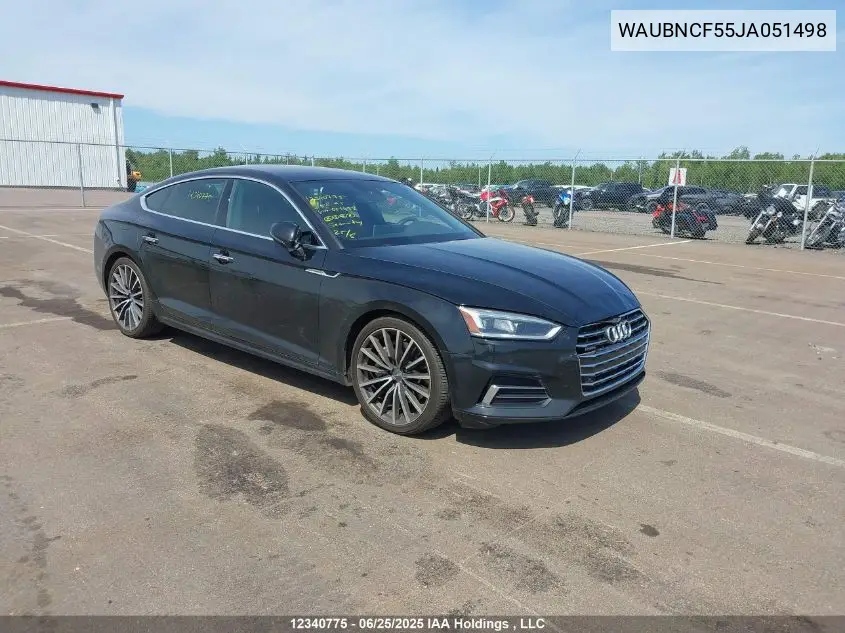 2018 Audi A5 2.0T Progressiv VIN: WAUBNCF55JA051498 Lot: 12340775