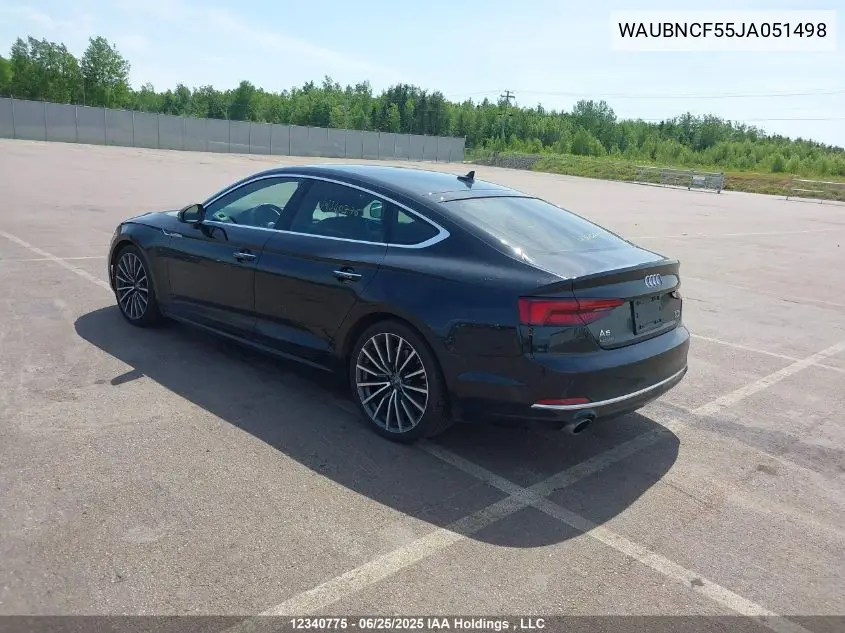 2018 Audi A5 2.0T Progressiv VIN: WAUBNCF55JA051498 Lot: 12340775