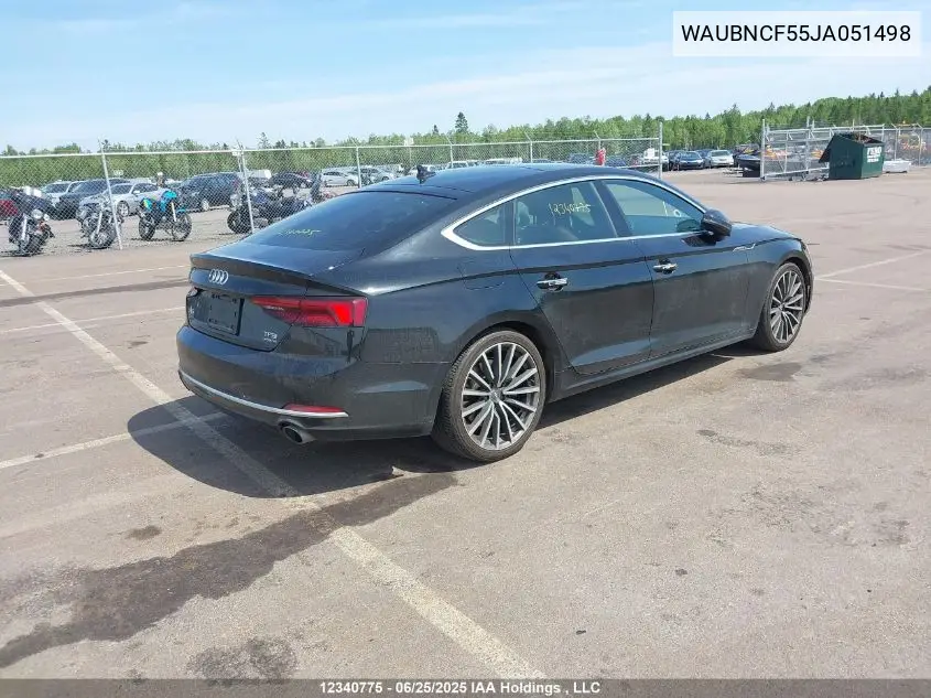 2018 Audi A5 2.0T Progressiv VIN: WAUBNCF55JA051498 Lot: 12340775