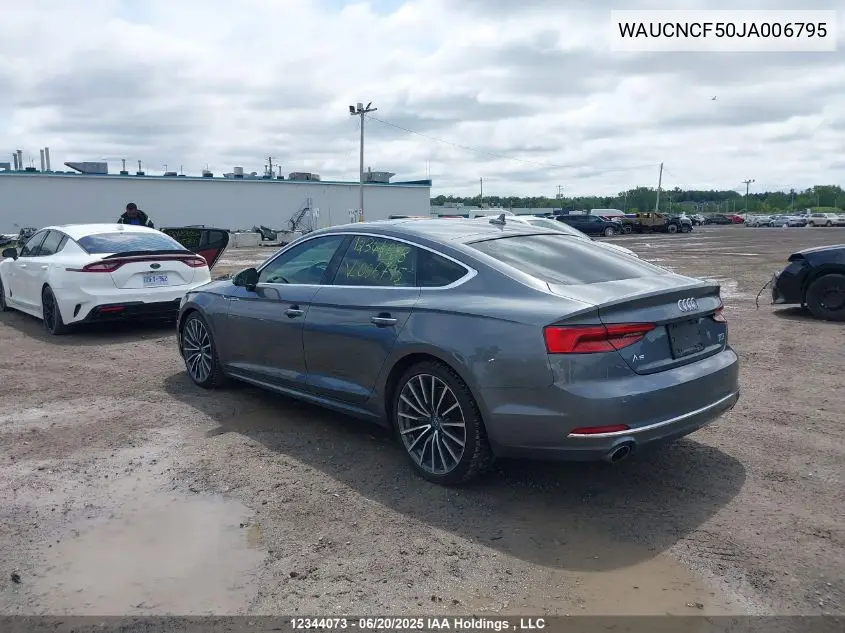 2018 Audi A5 2.0T Technik VIN: WAUCNCF50JA006795 Lot: 12344073