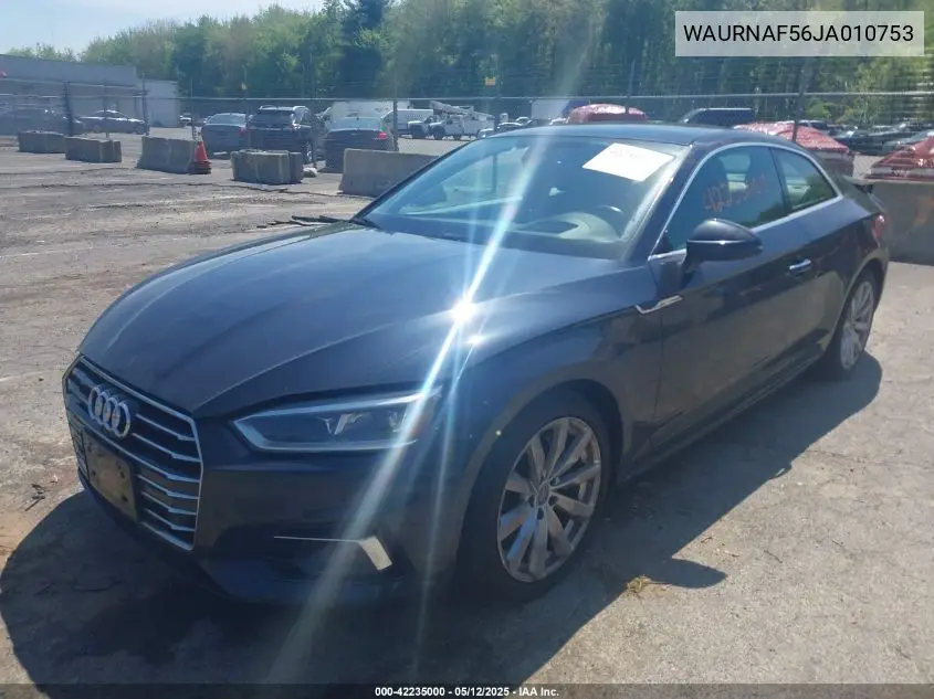 2018 Audi A5 2.0T Premium VIN: WAURNAF56JA010753 Lot: 42235000