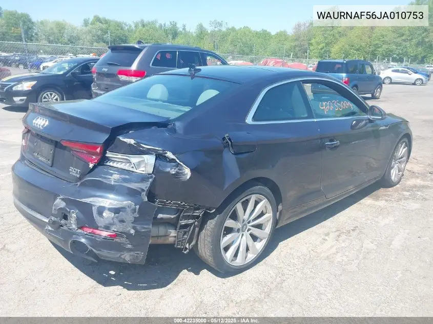2018 Audi A5 2.0T Premium VIN: WAURNAF56JA010753 Lot: 42235000