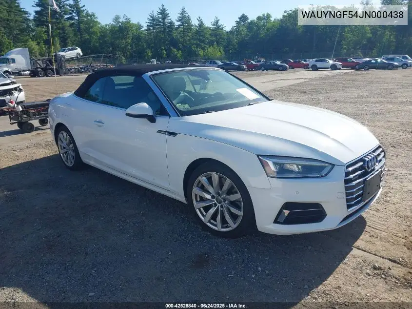 2018 Audi A5 2.0T Premium VIN: WAUYNGF54JN000438 Lot: 42528840
