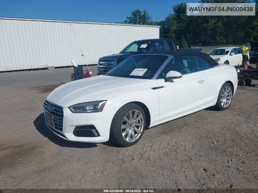 2018 Audi A5 2.0T Premium VIN: WAUYNGF54JN000438 Lot: 42528840