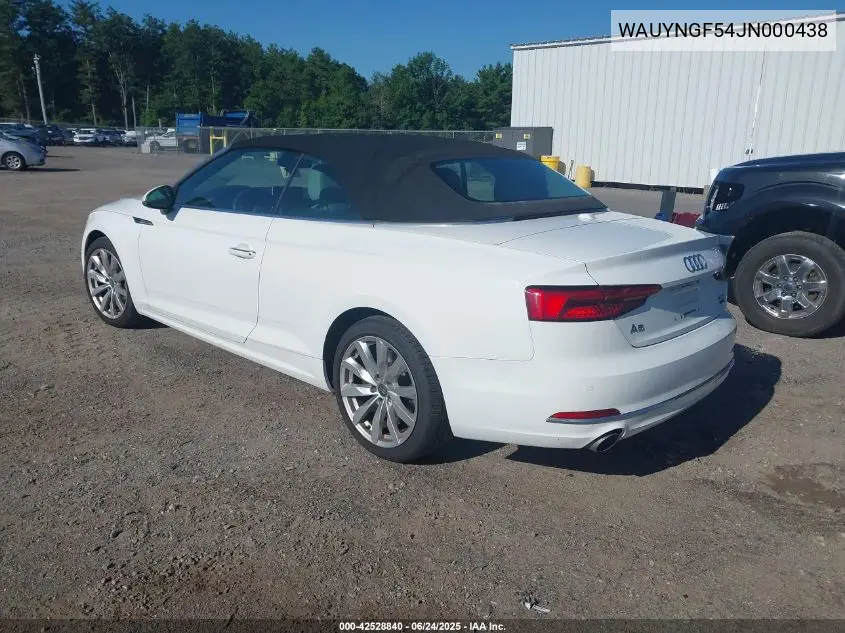 2018 Audi A5 2.0T Premium VIN: WAUYNGF54JN000438 Lot: 42528840