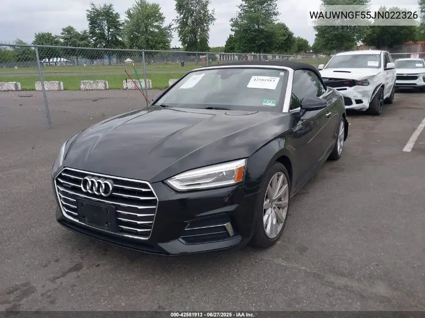 2018 Audi A5 2.0T Premium VIN: WAUWNGF55JN022326 Lot: 42581913