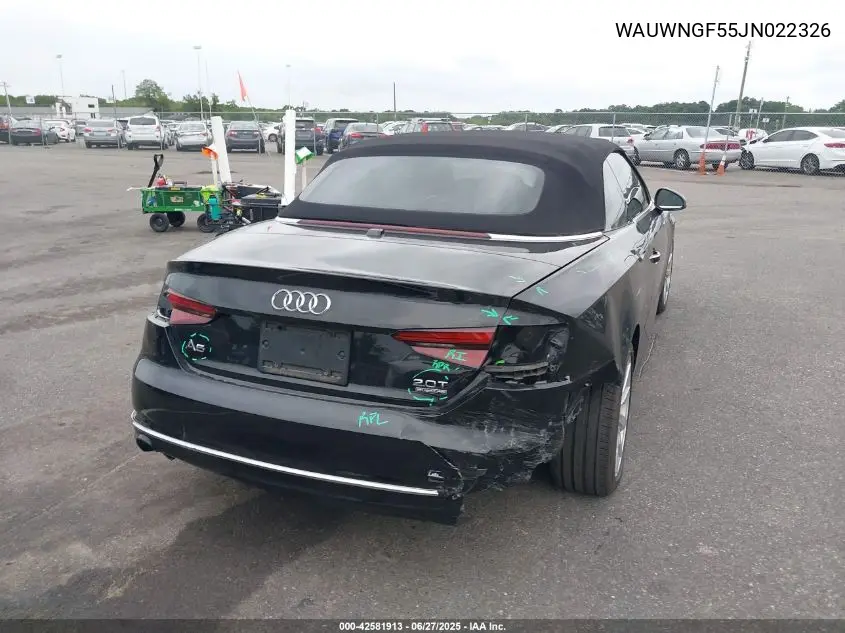 2018 Audi A5 2.0T Premium VIN: WAUWNGF55JN022326 Lot: 42581913