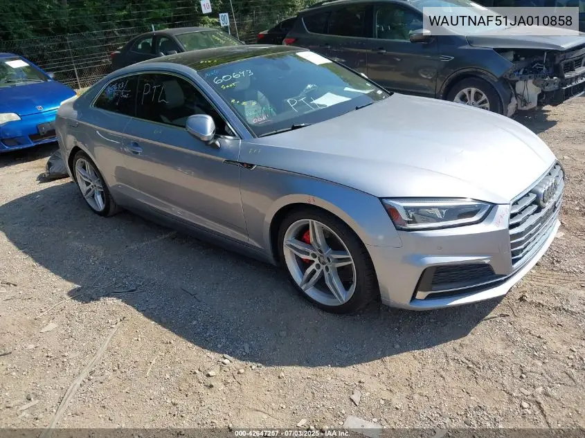 2018 Audi A5 2.0T Premium VIN: WAUTNAF51JA010858 Lot: 42647257