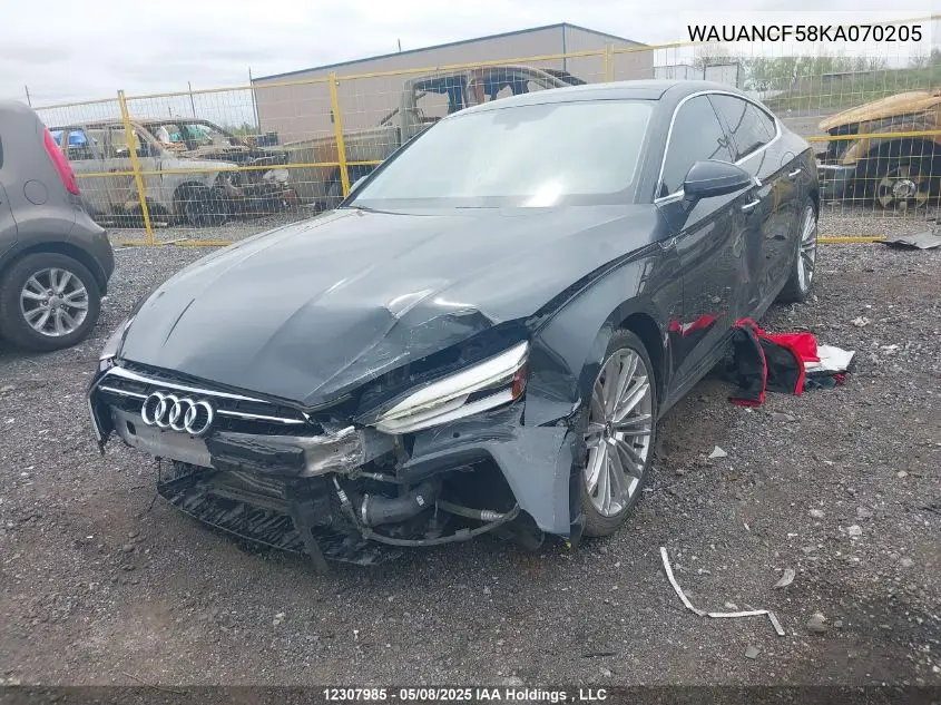 2019 Audi A5 Premium VIN: WAUANCF58KA070205 Lot: 12307985