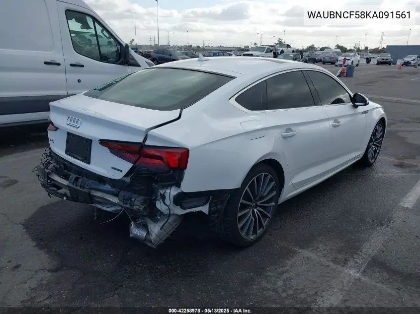 2019 Audi A5 45 Premium VIN: WAUBNCF58KA091561 Lot: 42258978