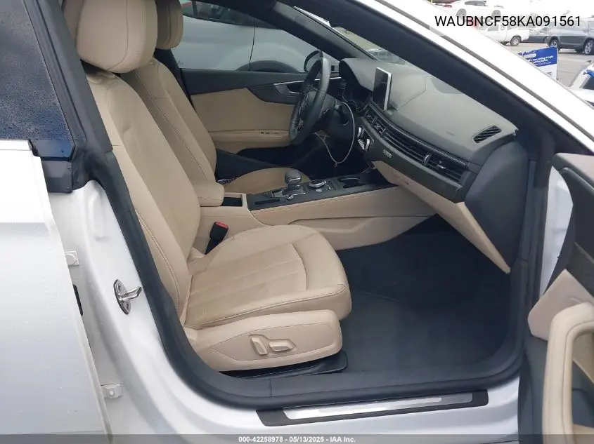 2019 Audi A5 45 Premium VIN: WAUBNCF58KA091561 Lot: 42258978
