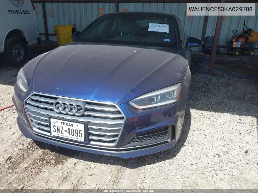 2019 Audi A5 45 Premium VIN: WAUENCF53KA029708 Lot: 42562285
