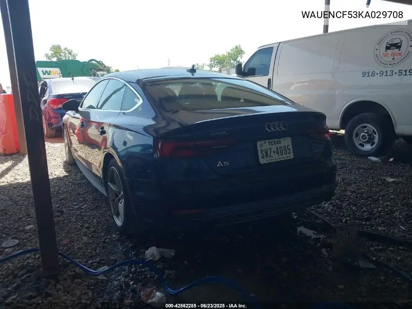 2019 Audi A5 45 Premium VIN: WAUENCF53KA029708 Lot: 42562285