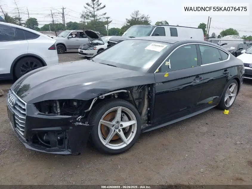 2019 Audi A5 45 Premium VIN: WAUDNCF55KA076475 Lot: 42600859