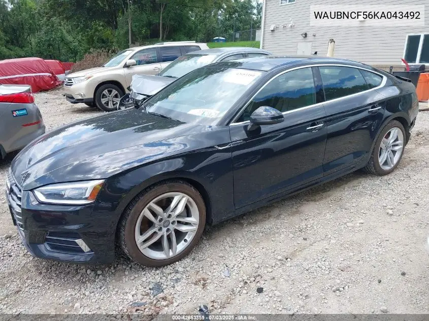2019 Audi A5 45 Premium VIN: WAUBNCF56KA043492 Lot: 42653359