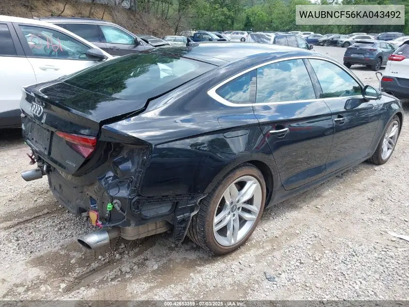 2019 Audi A5 45 Premium VIN: WAUBNCF56KA043492 Lot: 42653359