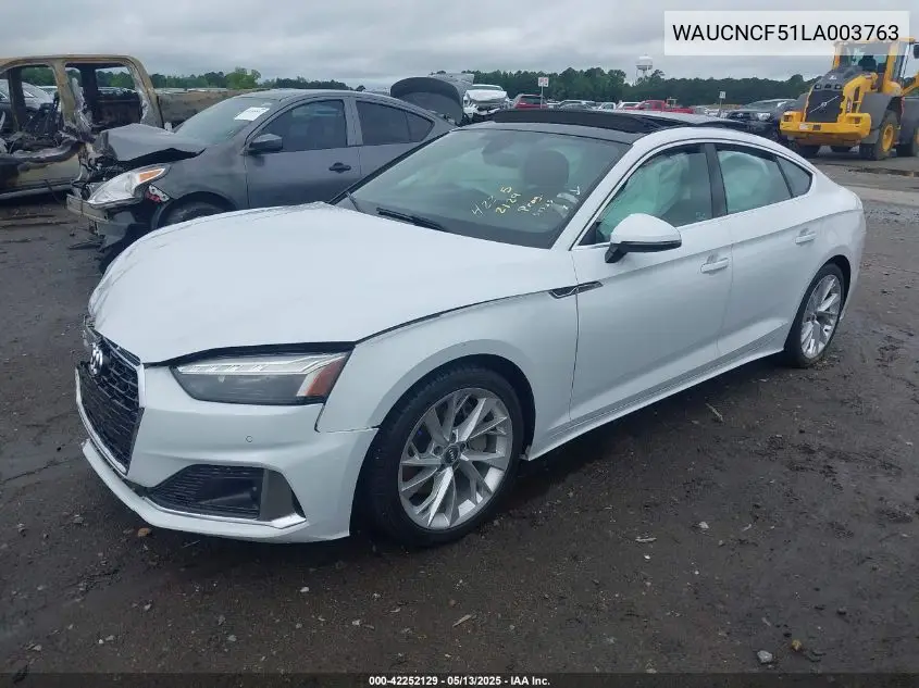 2020 Audi A5 Sportback Premium Plus 45 Tfsi Quattro S Tronic VIN: WAUCNCF51LA003763 Lot: 42252129