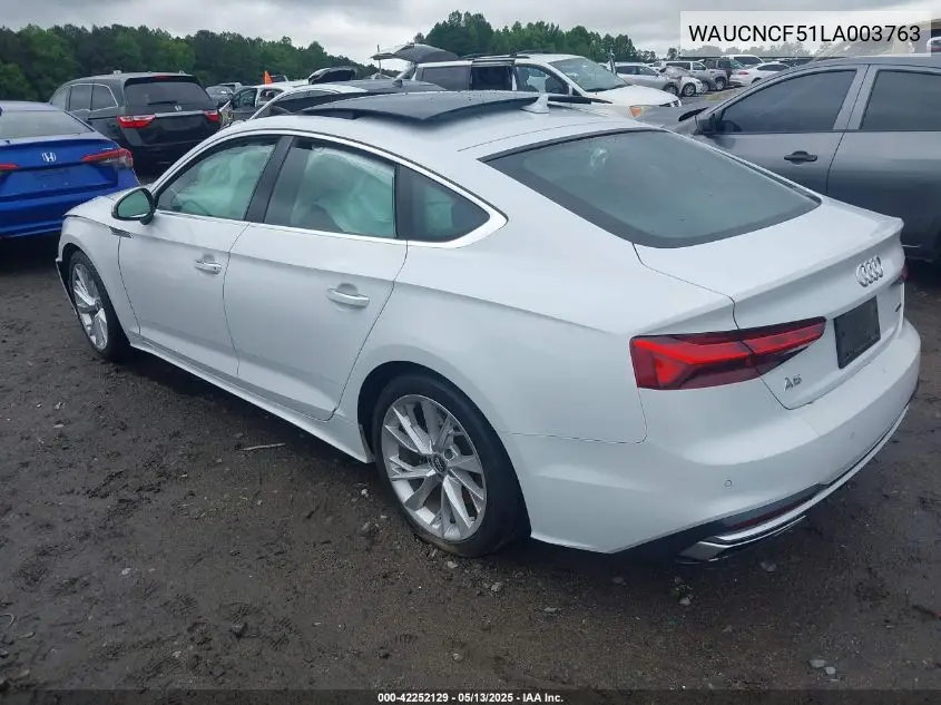 2020 Audi A5 Sportback Premium Plus 45 Tfsi Quattro S Tronic VIN: WAUCNCF51LA003763 Lot: 42252129