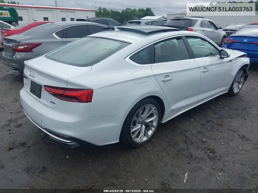 2020 Audi A5 Sportback Premium Plus 45 Tfsi Quattro S Tronic VIN: WAUCNCF51LA003763 Lot: 42252129