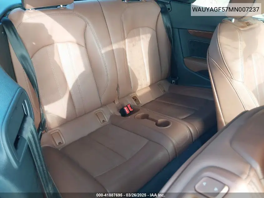 2021 Audi A5 Cabriolet Prestige 45 Tfsi Quattro S Tronic VIN: WAUYAGF57MN007237 Lot: 41887695
