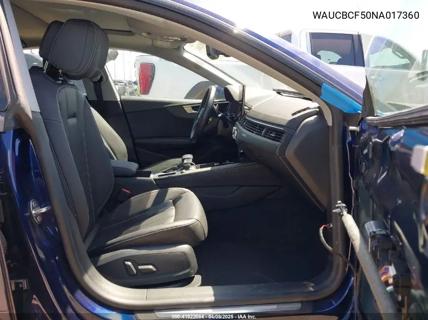2022 Audi A5 Sportback Premium Plus 40 Tfsi Quattro S Tronic VIN: WAUCBCF50NA017360 Lot: 41922084