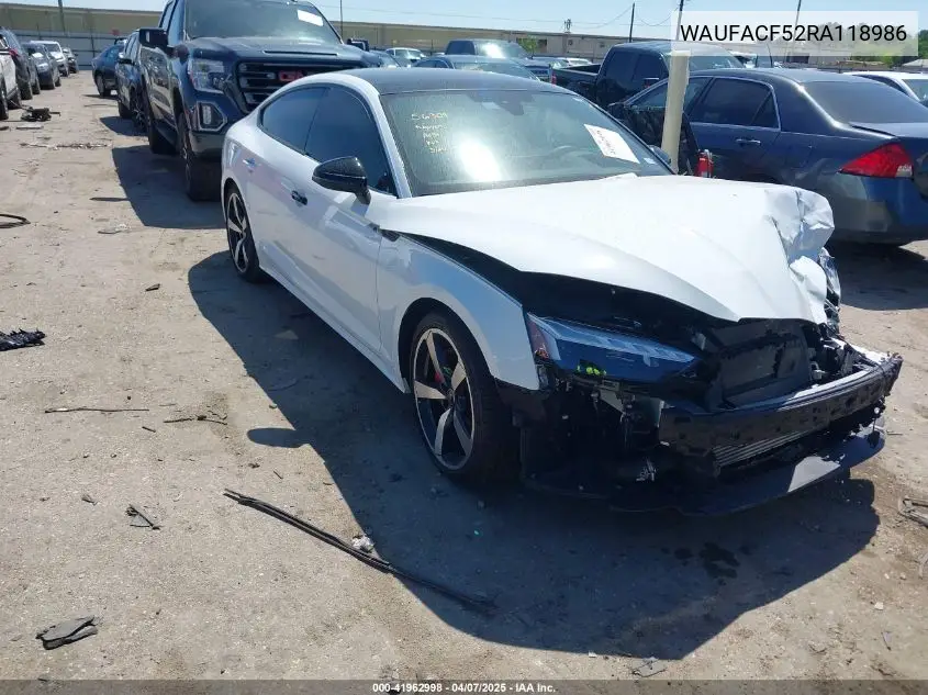 2024 Audi A5 Sportback Premium Plus 45 Tfsi Quattro S Tronic VIN: WAUFACF52RA118986 Lot: 41962998