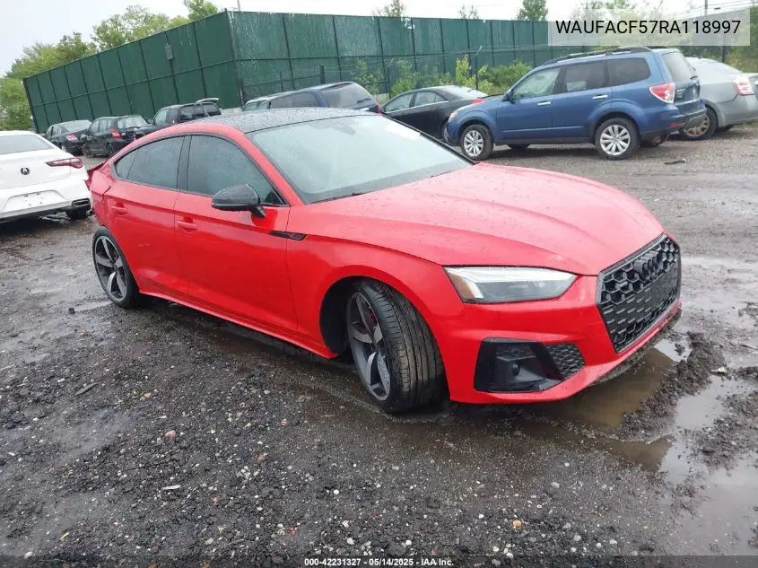 2024 Audi A5 Sportback Premium Plus 45 Tfsi Quattro S Tronic VIN: WAUFACF57RA118997 Lot: 42231327