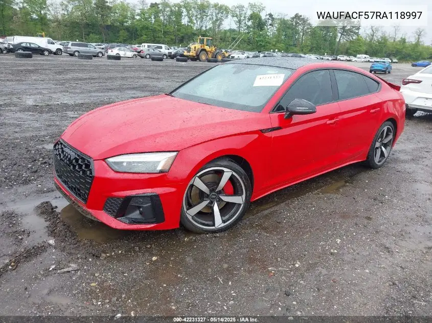 2024 Audi A5 Sportback Premium Plus 45 Tfsi Quattro S Tronic VIN: WAUFACF57RA118997 Lot: 42231327