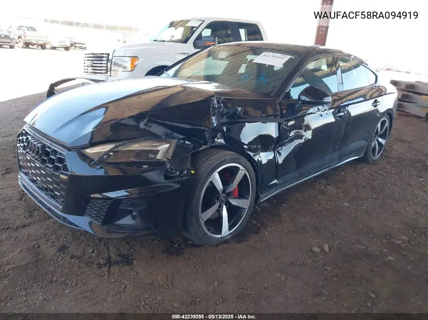 2024 Audi A5 Sportback Premium Plus 45 Tfsi Quattro S Tronic VIN: WAUFACF58RA094919 Lot: 42239395