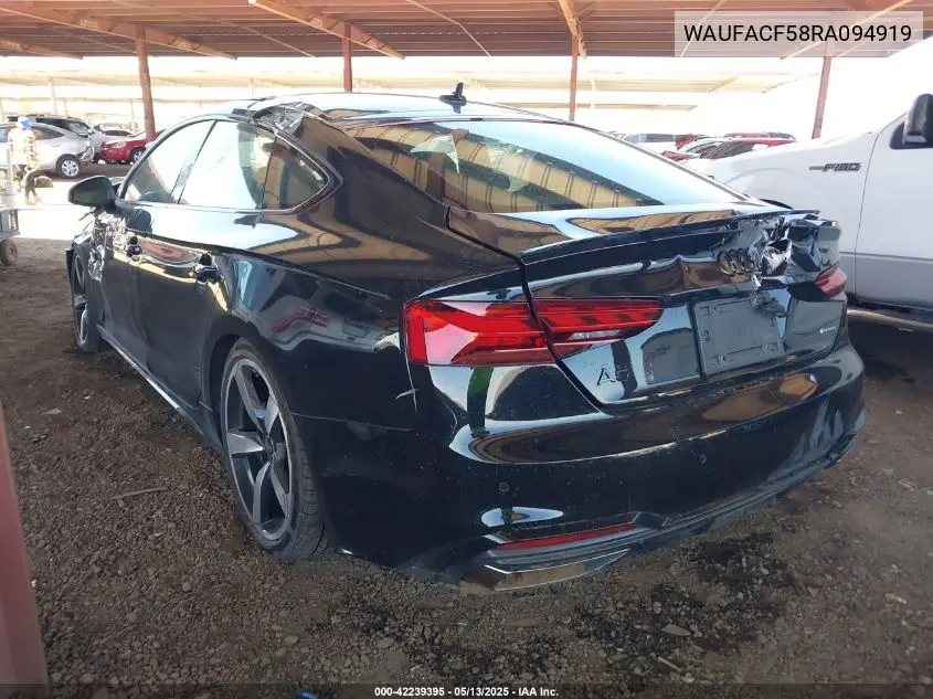 2024 Audi A5 Sportback Premium Plus 45 Tfsi Quattro S Tronic VIN: WAUFACF58RA094919 Lot: 42239395