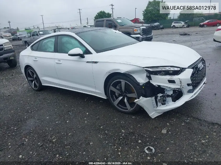 2025 Audi A5 Sportback Prestige 45 Tfsi S Line Quattro S Tronic VIN: WAUEACF58SA012978 Lot: 42264243