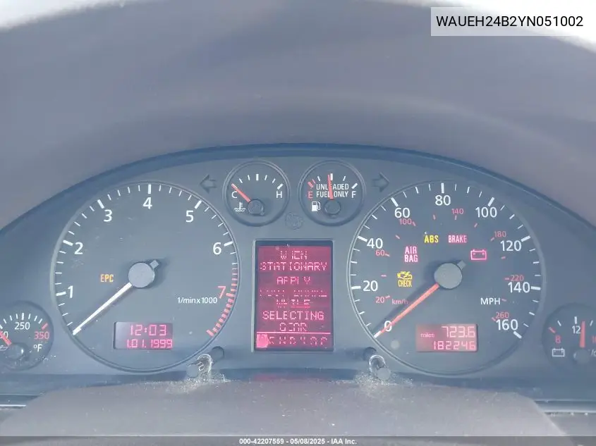 2000 Audi A6 VIN: WAUEH24B2YN051002 Lot: 42207559