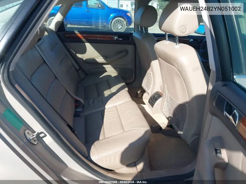 2000 Audi A6 VIN: WAUEH24B2YN051002 Lot: 42207559