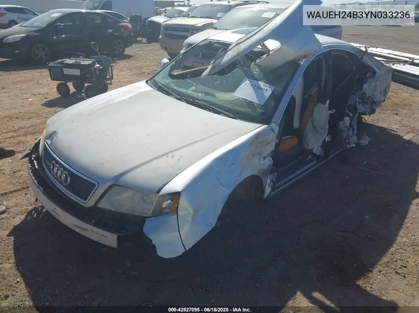 2000 Audi A6 VIN: WAUEH24B3YN033236 Lot: 42527095