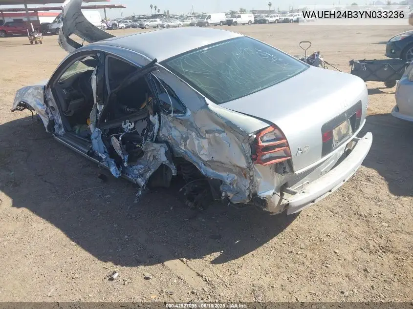 2000 Audi A6 VIN: WAUEH24B3YN033236 Lot: 42527095