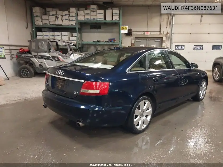 2006 Audi A6 3.2 VIN: WAUDH74F36N087631 Lot: 42458652