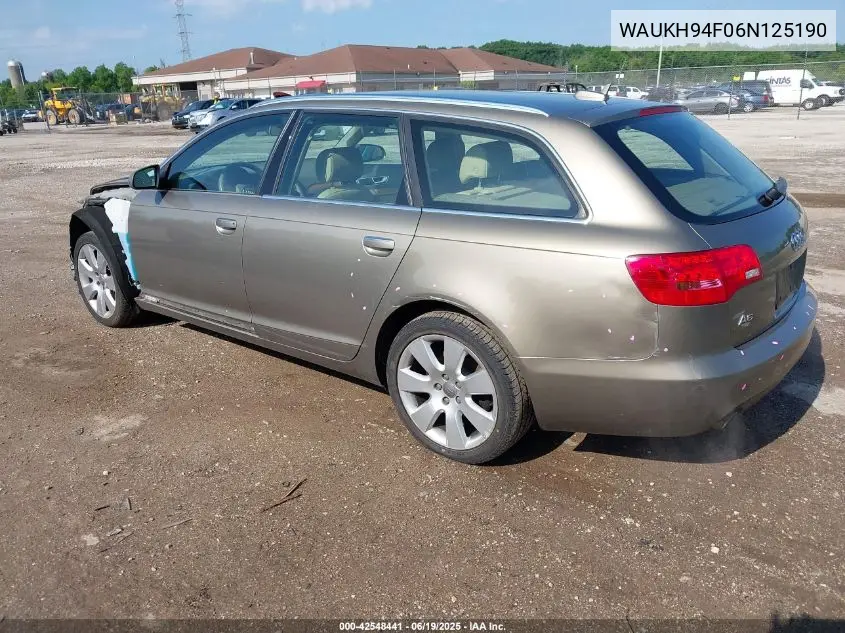 2006 Audi A6 3.2 Avant VIN: WAUKH94F06N125190 Lot: 42548441
